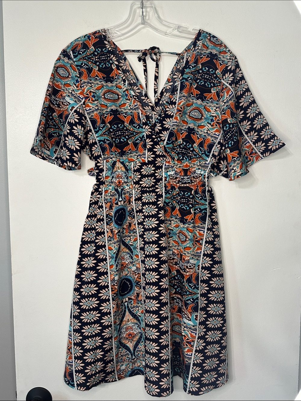 Floral Paisley Mini Dress in Navy women’s small